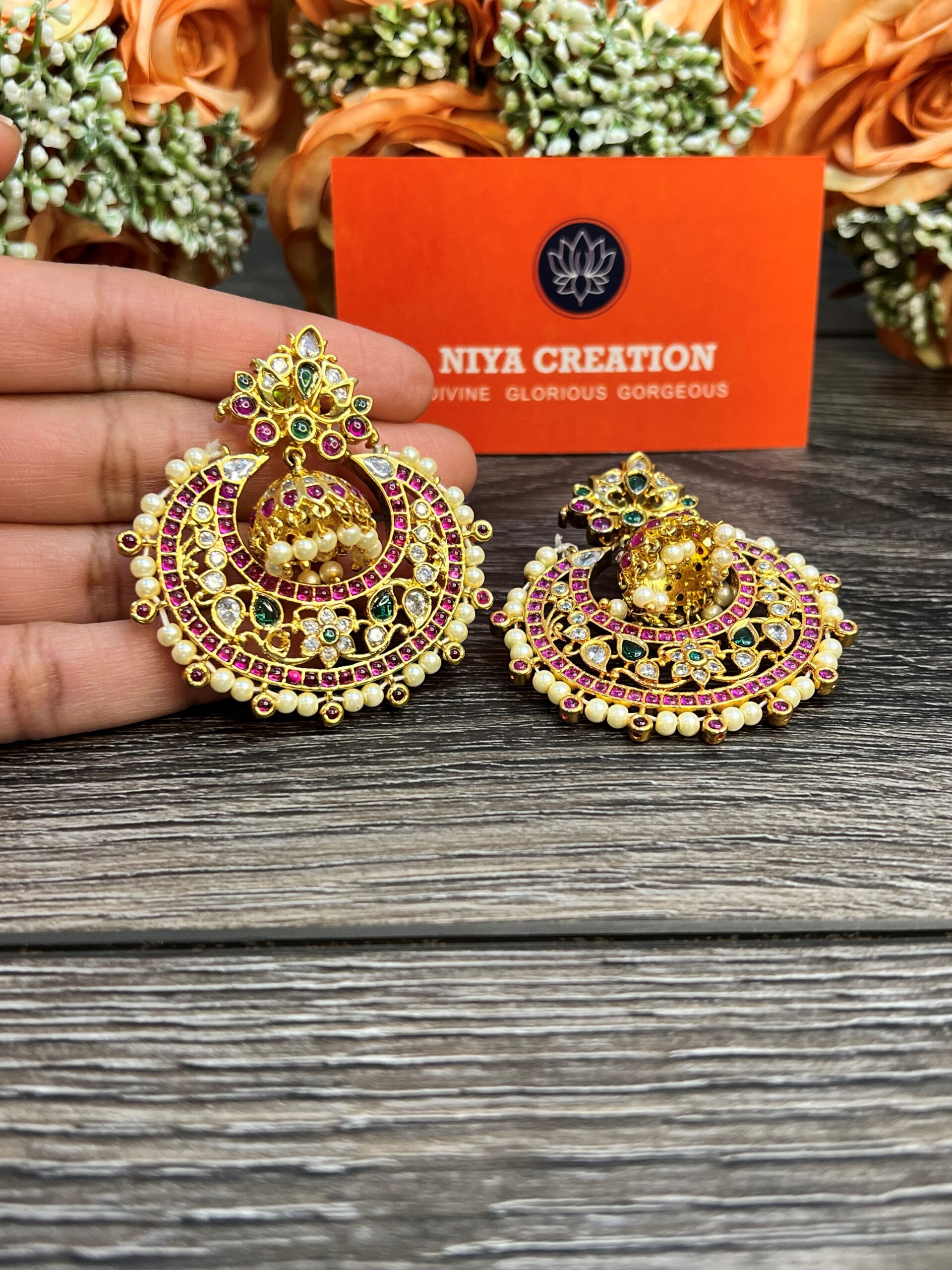 Kemp Earrings /polki Chandbali/ Ruby Earrings/south Indian Earrings/lakshmi  Earrings /temple Earrings/ Indian Jewelry/ Guttapusalu Earrings - Etsy